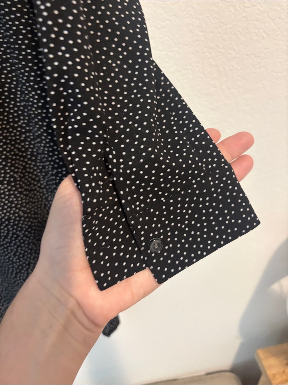 J. Crew Black Long-Sleeve Button-Front Polka Dot Tunic Dress - Picture 4 of 5
